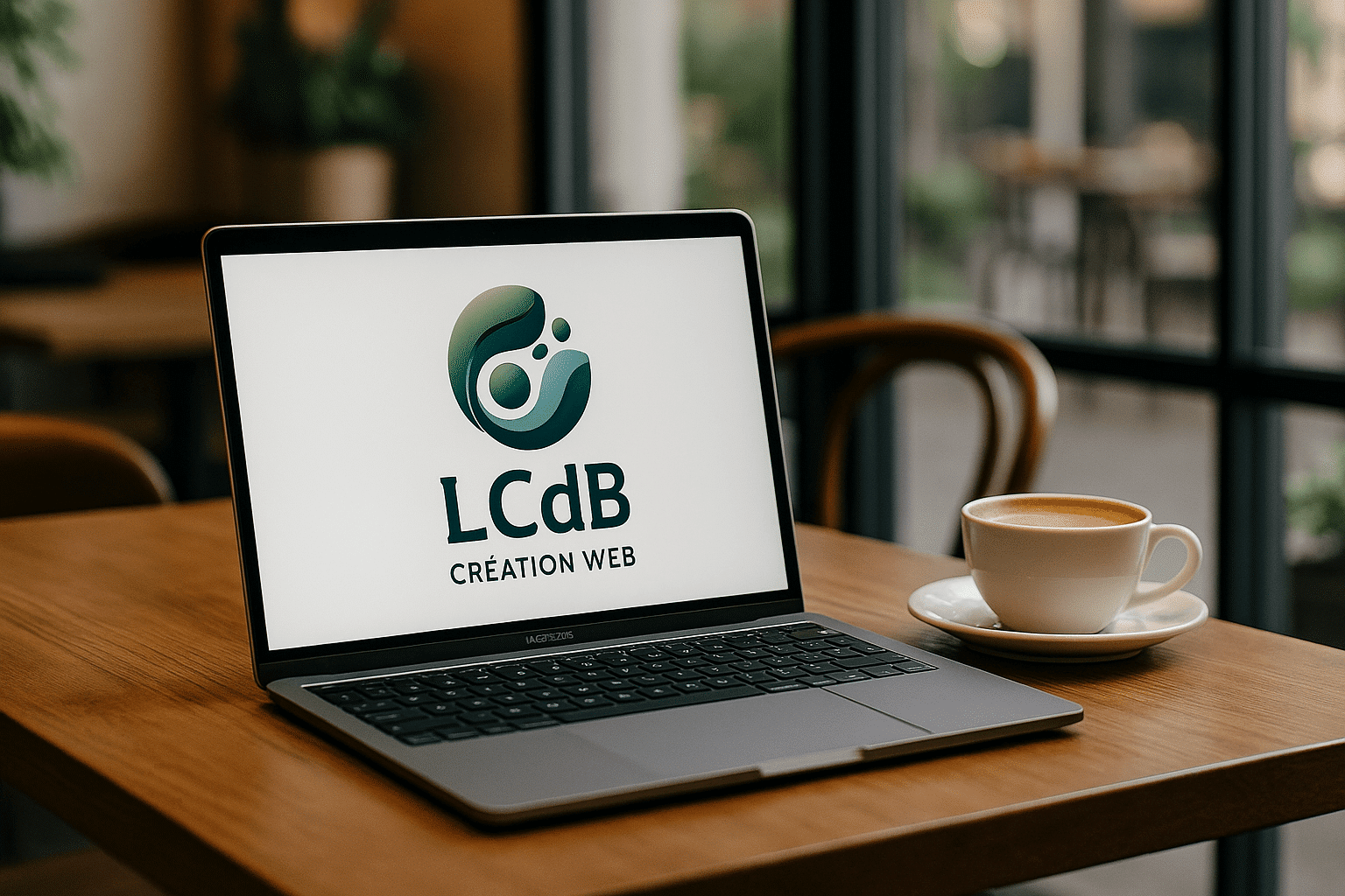 Ordinateur portable affichant le logo LCdB Création Web, agence de sites internet modernes et accessibles