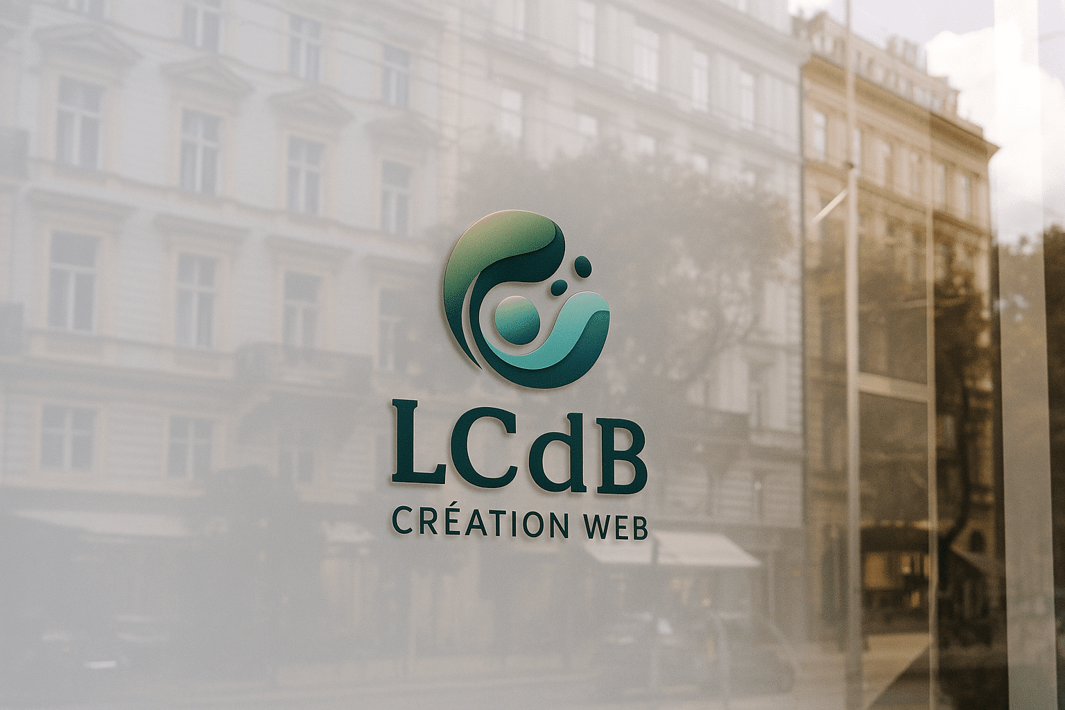 Logo LCdB Création Web sur la vitrine d'une agence de création de sites internet
