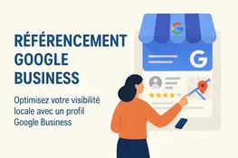 Femme consultant un profil Google Business sur smartphone pour le référencement local